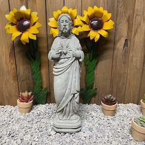 16” Sacred Heart Jesus concrete statue indoor/ outdoor home decor