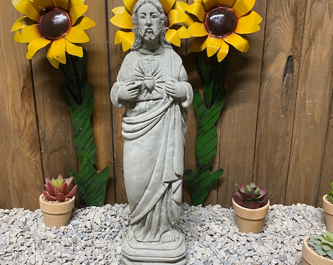 16” Sacred Heart Jesus concrete statue indoor/ outdoor home decor