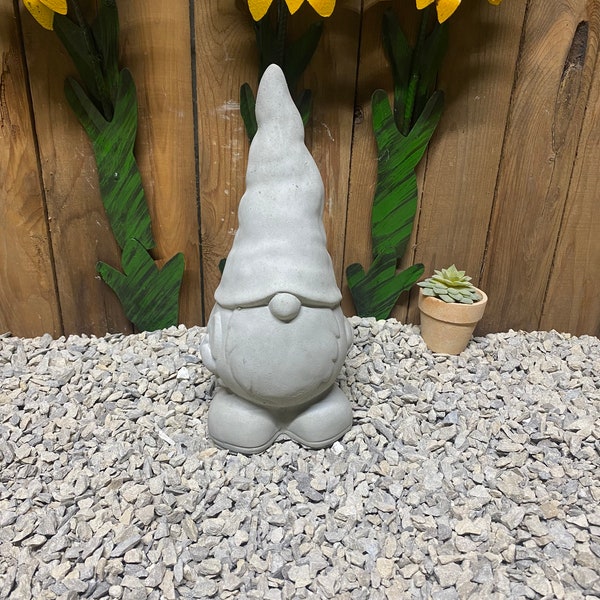11” gnome with shovel concrete statue indoor/ outdoor home decor