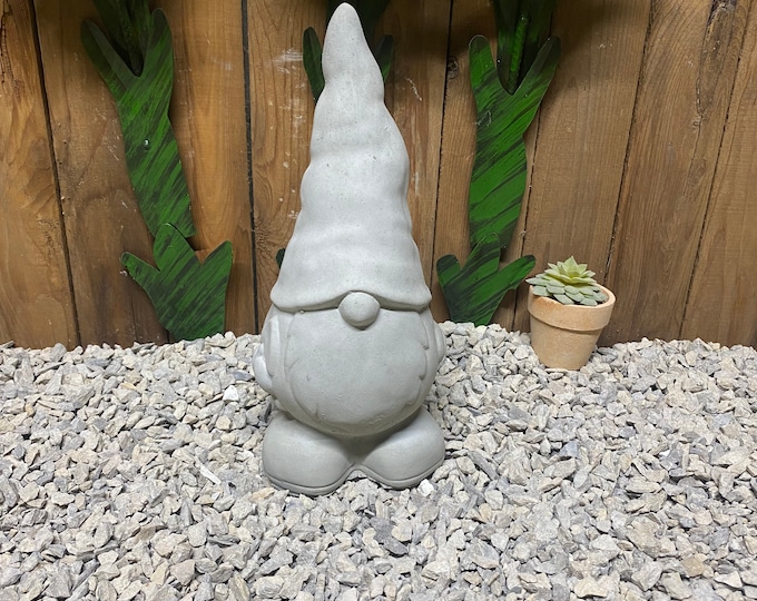 11” gnome with shovel concrete statue indoor/ outdoor home decor