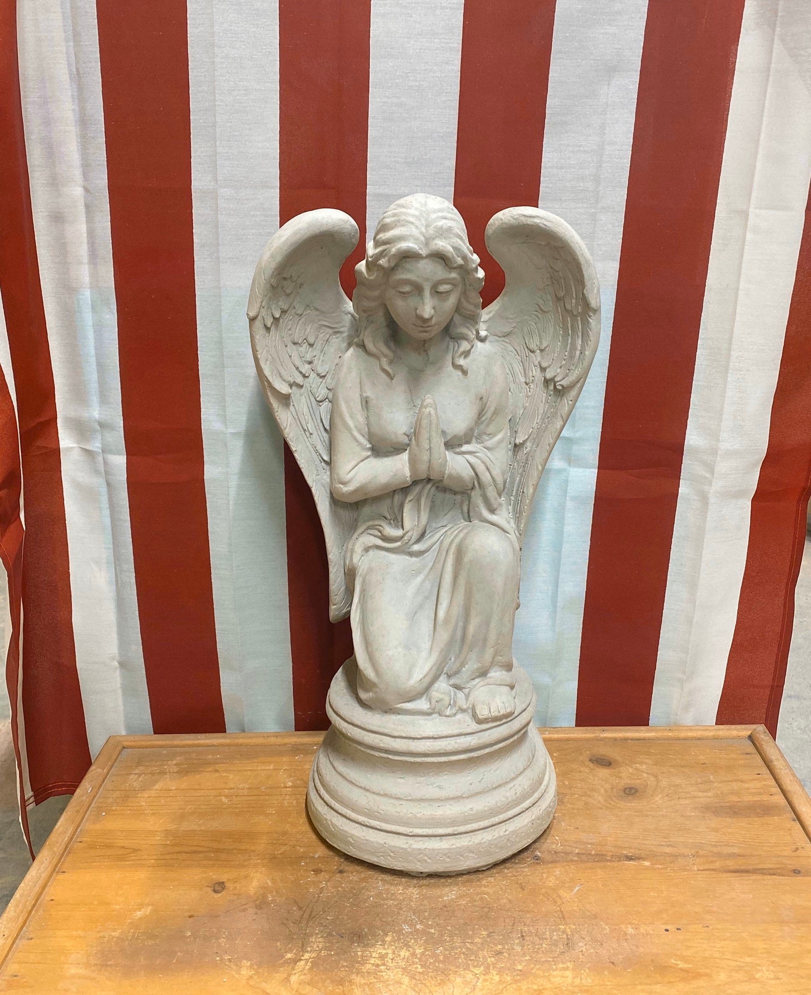 Praying angel on pedestal concrete statue Etsy