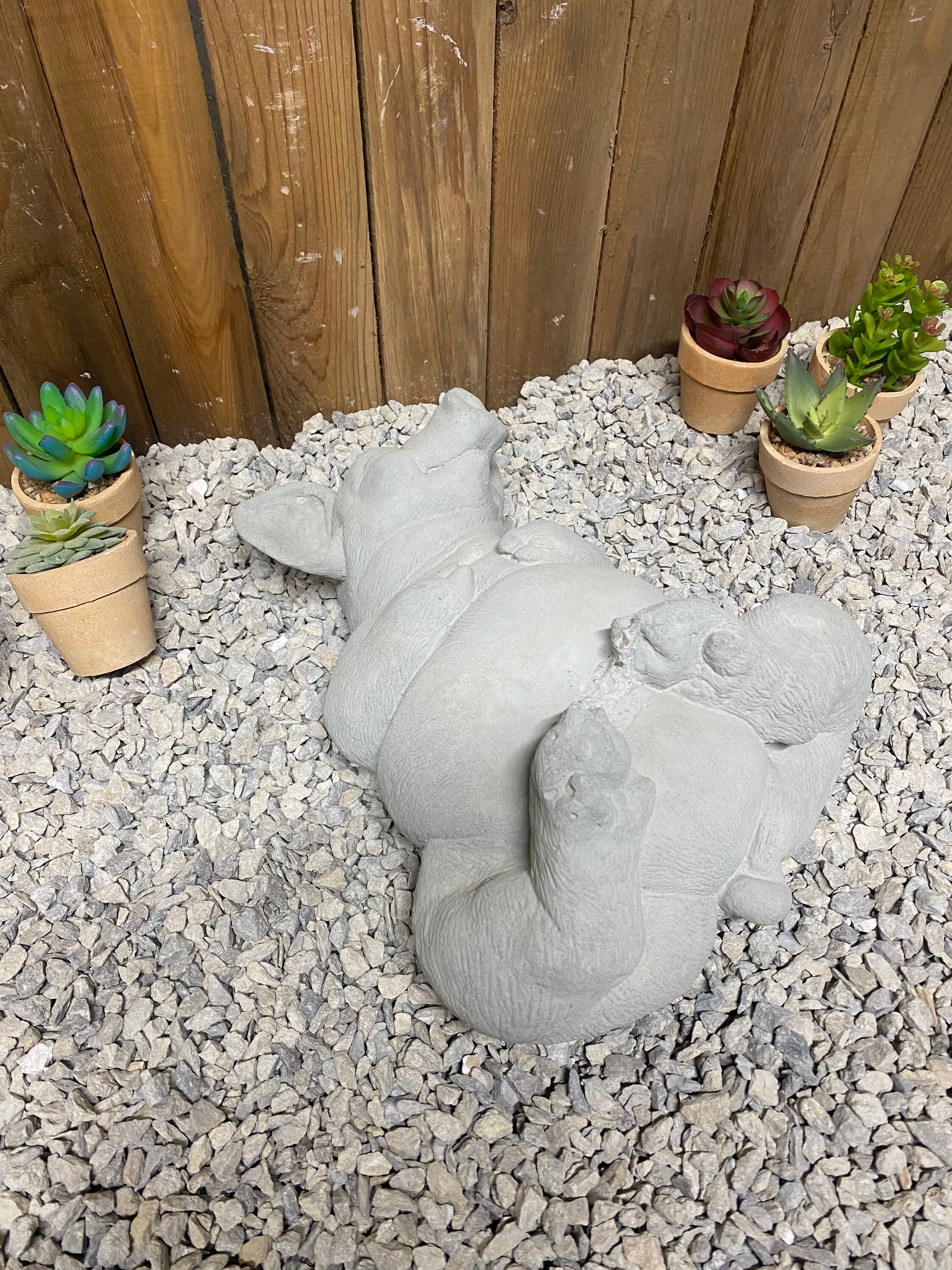 Happy pig concrete statue, indoor/ outdoor home decor