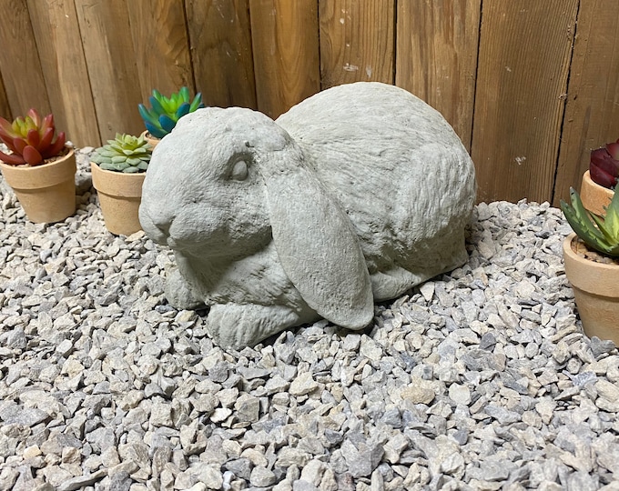 Floppy ears bunny / rabbit concrete statue, indoor/ outdoor home decor