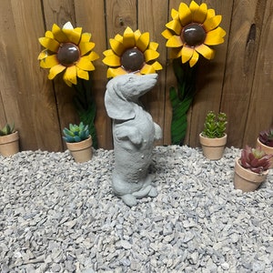 10” standing dachshund concrete statue