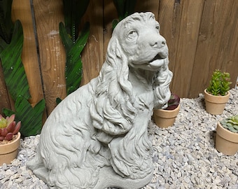 Cocker spaniel dog concrete statue (22lbs) indoor/ outdoor home decor