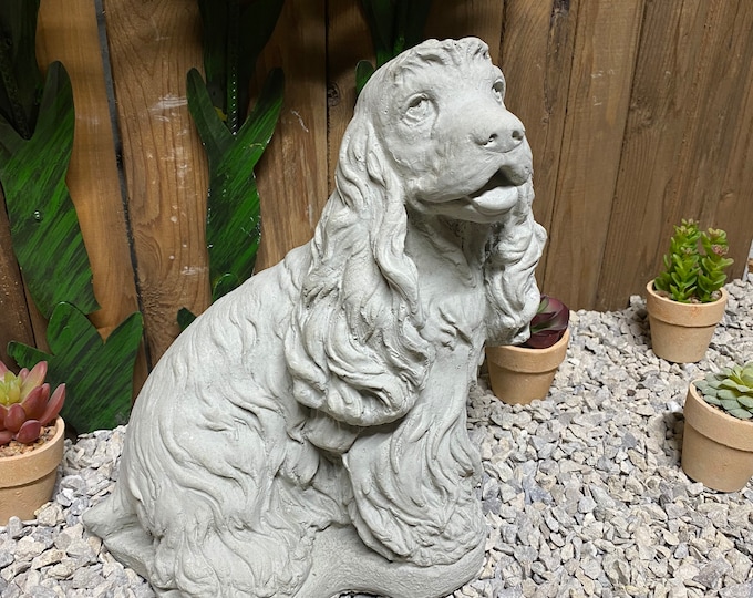 Cocker spaniel dog concrete statue (22lbs) indoor/ outdoor home decor