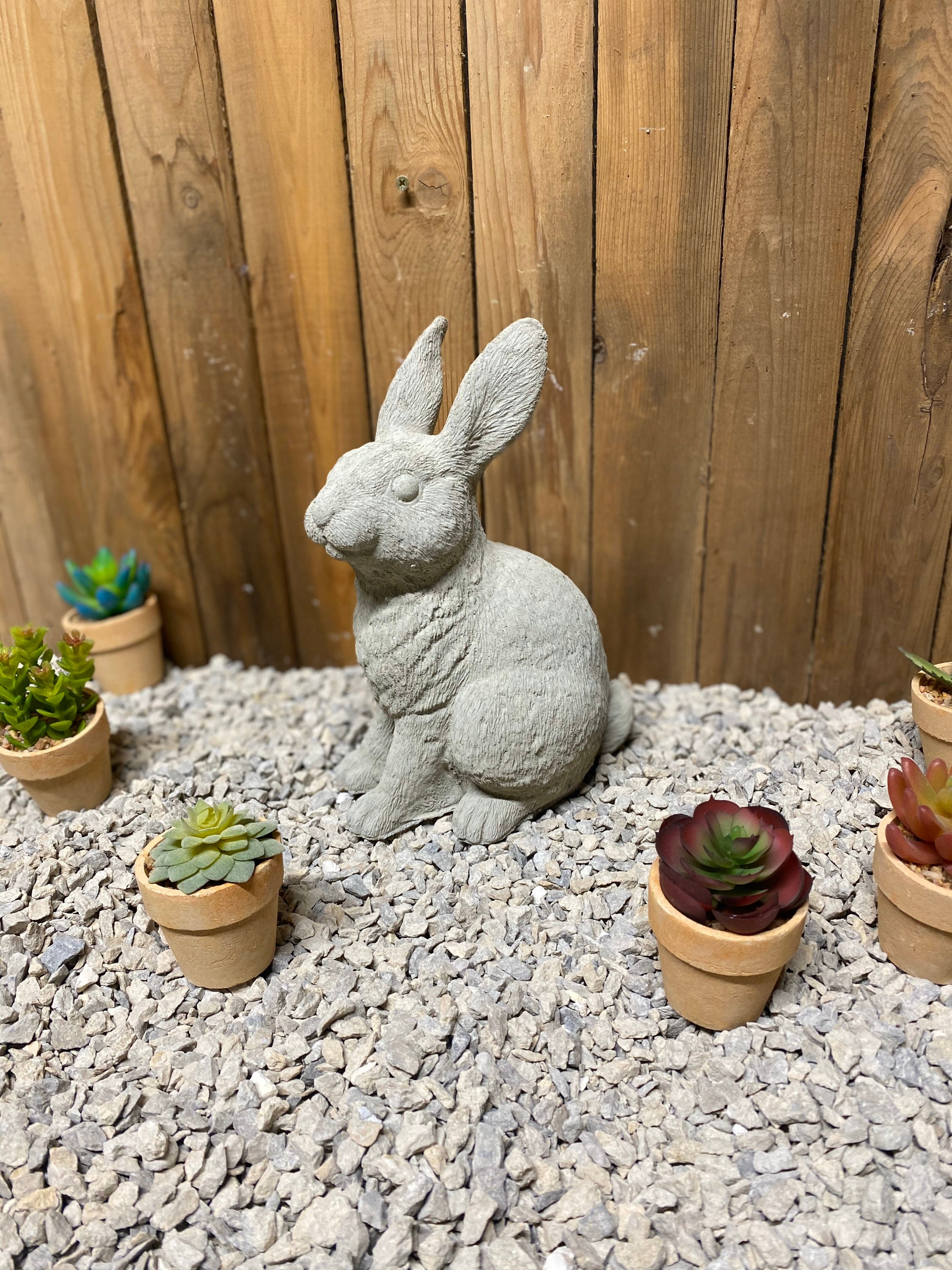 Ears up detailed rabbit concrete rabbit statue garden statue | Etsy