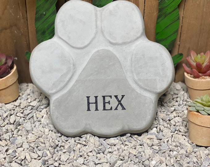 Dog memorial statue custom engraved Paw print