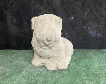 Sitting bulldog concrete statue garden ornament pet memorial