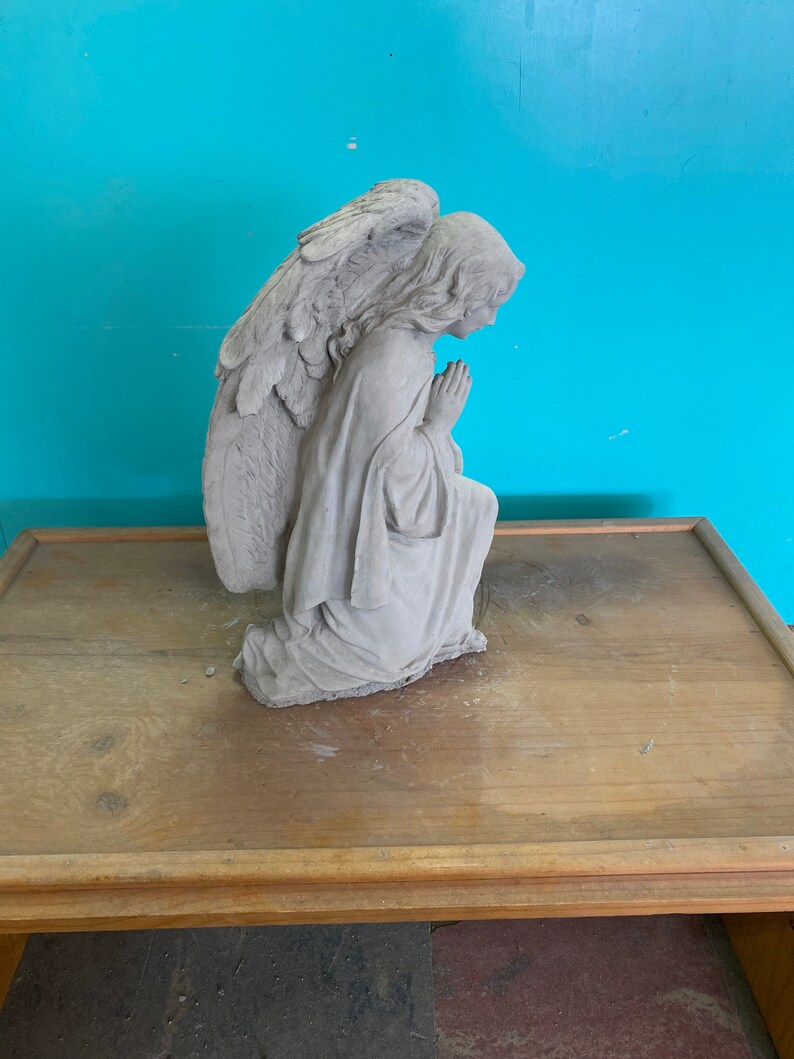 Kneeling praying angel concrete statue Etsy