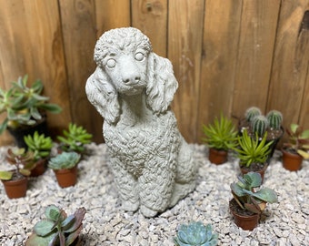 Poodle statue, free shipping, pet memorial stone, dog figure, outdoor/ indoor garden decor