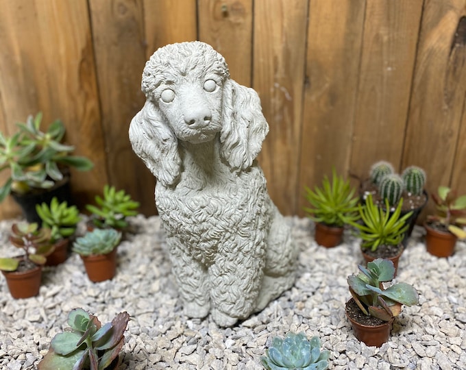 Poodle statue, free shipping, pet memorial stone, dog figure, outdoor/ indoor garden decor