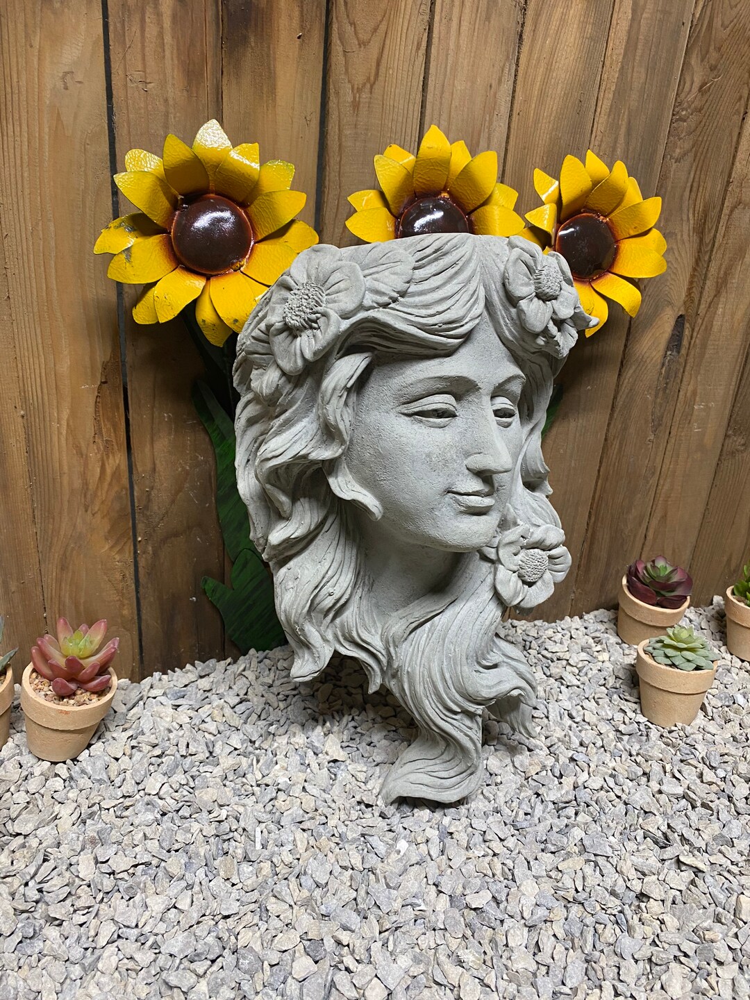 16lbs Hanging 15 Lady Head Planter Concrete Statue Indoor/ Outdoor Home Decor Etsy