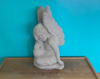 13” Wings up angel concrete statue