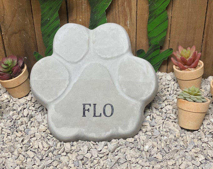 Poodle Paw print custom engraved stone, dog memorial stone