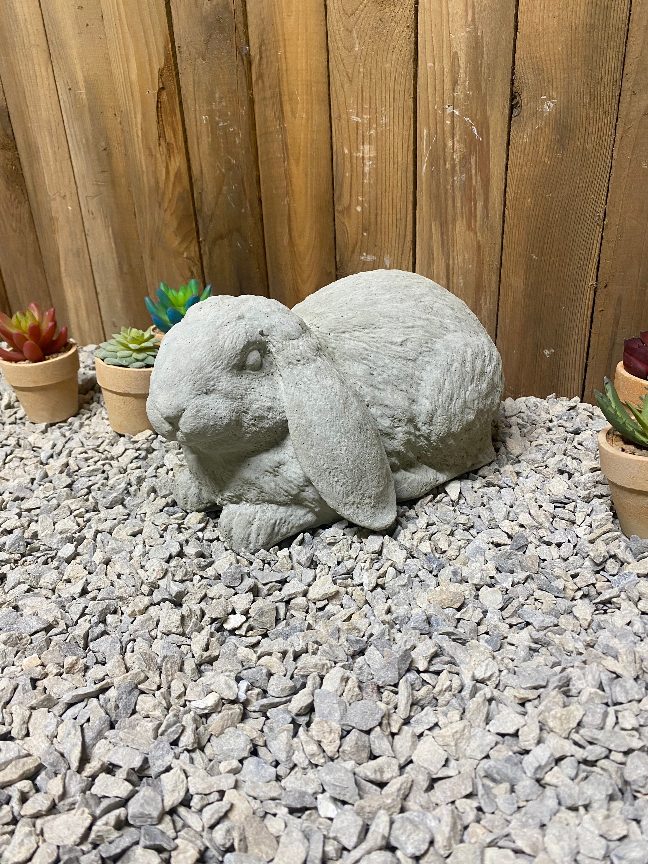 Ears up rabbit stone garden ornament 