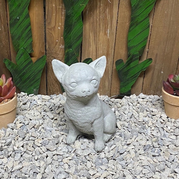 Chihuahua dog concrete statue indoor/ outdoor home decor