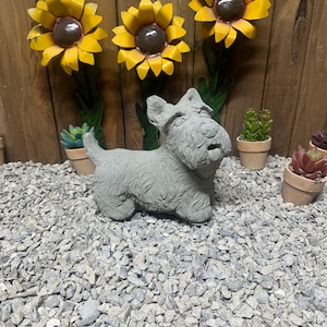9” westie dog concrete statue