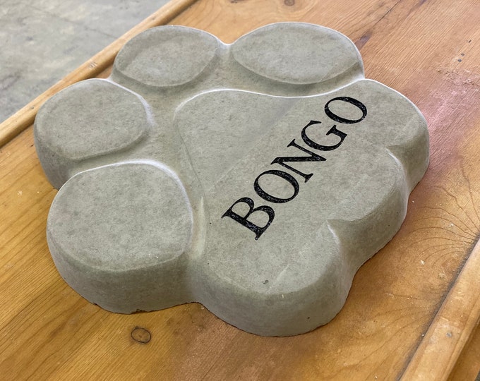 Dachshund paw print custom engraved stone, dog memorial stone
