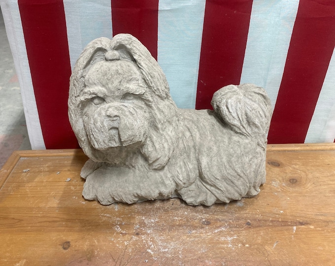 Shih-tzu dog concrete statue pet memorial garden decor