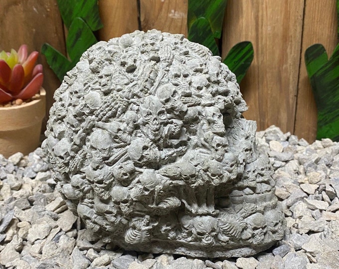 Concrete skull statue, skull of bones