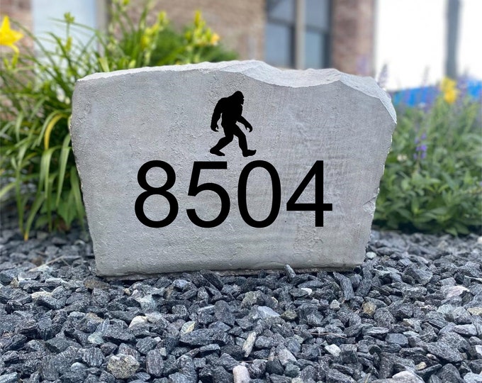 Big foot address stone, Name and Address sign- Custom engraved Address stone- house rock- home and garden decor address sign 17”x11”