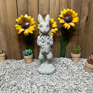 Ears up standing rabbit concrete statue / indoor/ outdoor garden decor