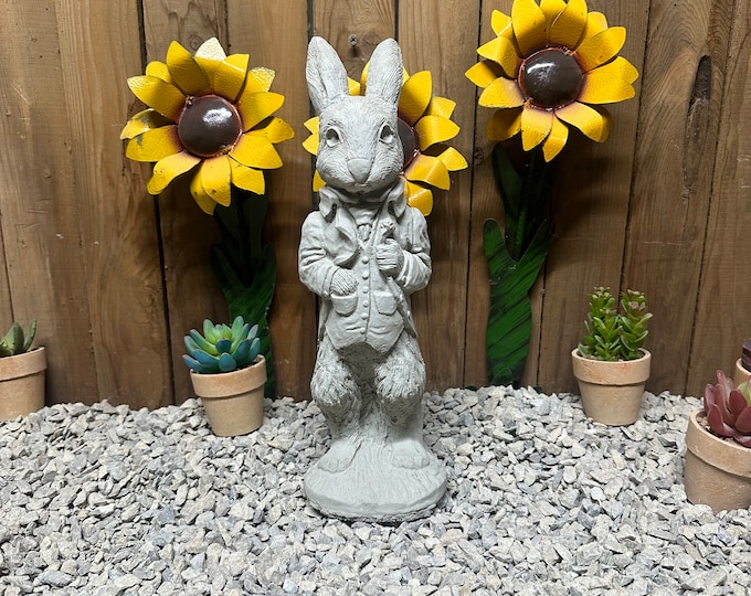 Ears up standing rabbit concrete statue / indoor/ outdoor garden decor