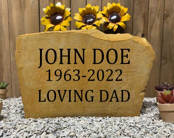 Headstone, temporary grave marker, memorial stone, memorial garden, custom engraved stone