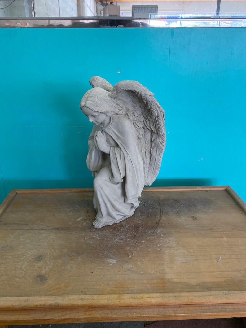 Kneeling praying angel concrete statue Etsy