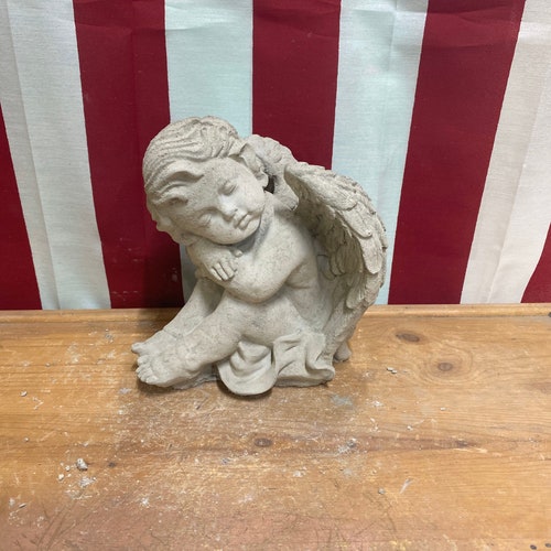 8 Tall Cement Praying Angel Statue Garden Art Concrete Etsy