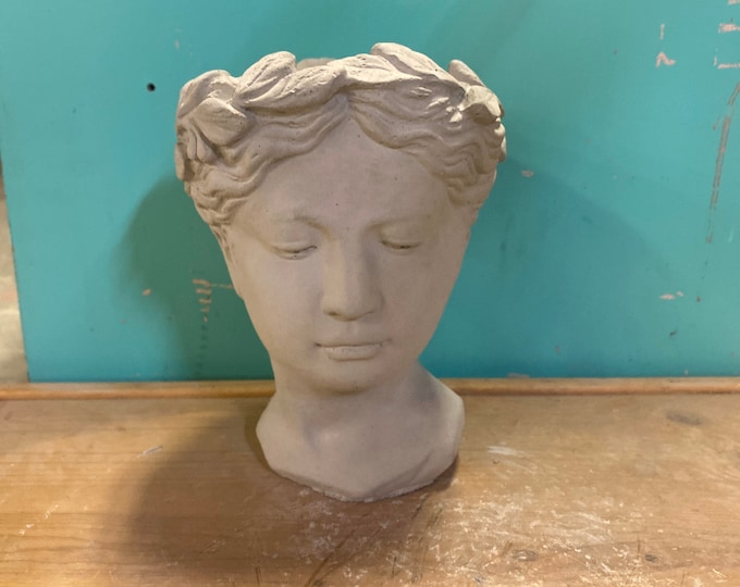 Medium lady concrete head planter
