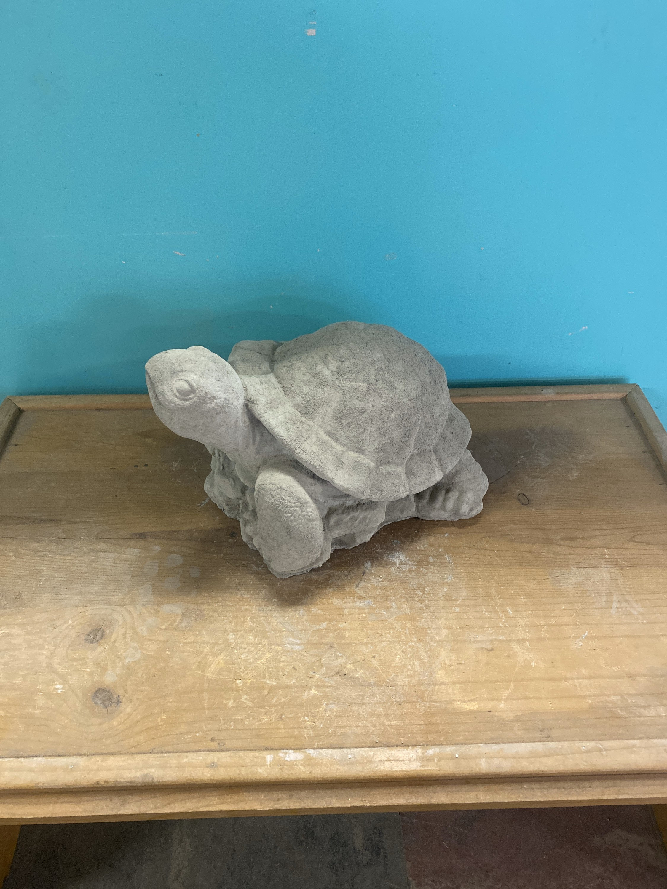Large turtle on rock concrete statue