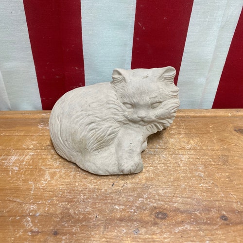 Cat Statue Concrete Cat Statues Long Haired Cat Figure Etsy