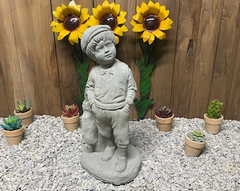 16” Golfing boy concrete statue indoor/ outdoor home decor