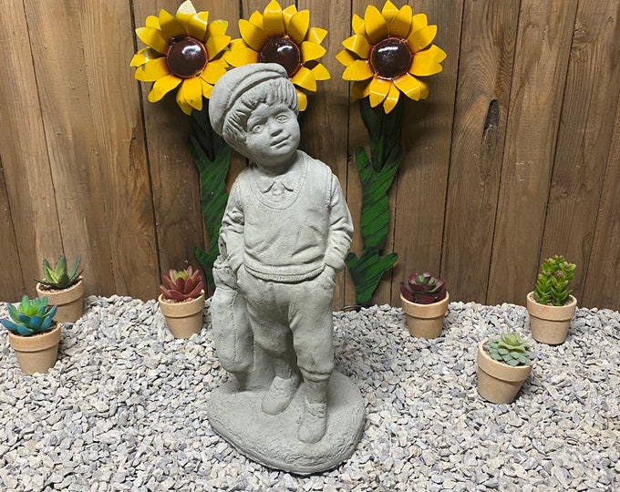 16” Golfing boy concrete statue indoor/ outdoor home decor