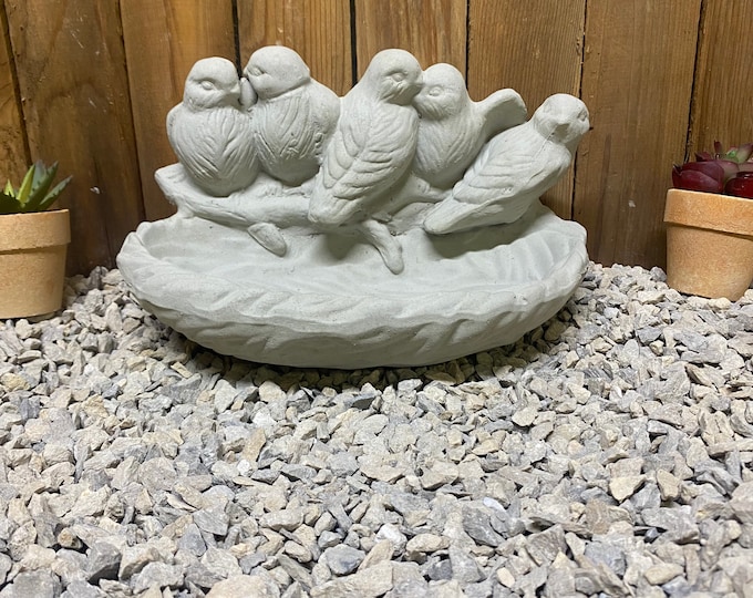 Hanging 5 birds bird feeder/ birdbath concrete statue yard decor