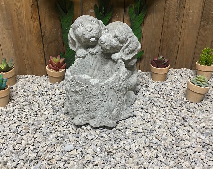 Puppy dog planter concrete statue