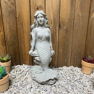 12” Mermaid concrete statue, indoor/ outdoor home decor free shipping made in the USA