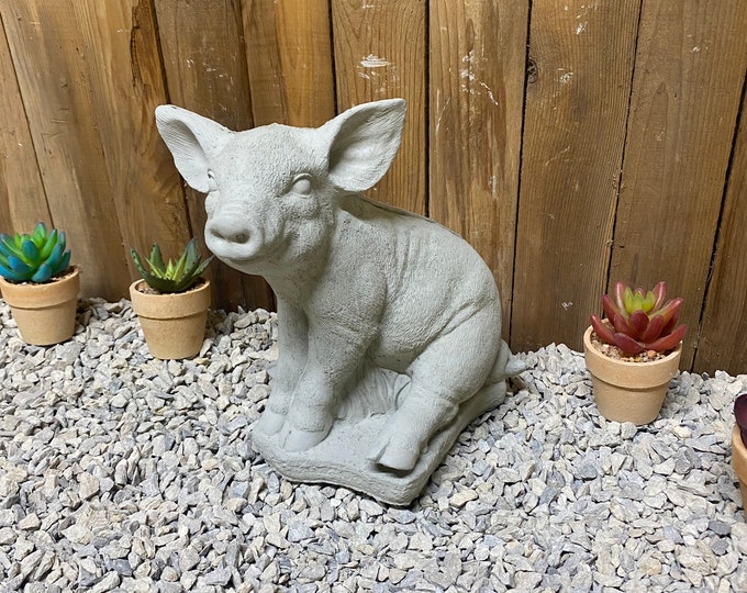12lbs pig concrete statue indoor/ outdoor home and garden decor, free shipping made in the USA