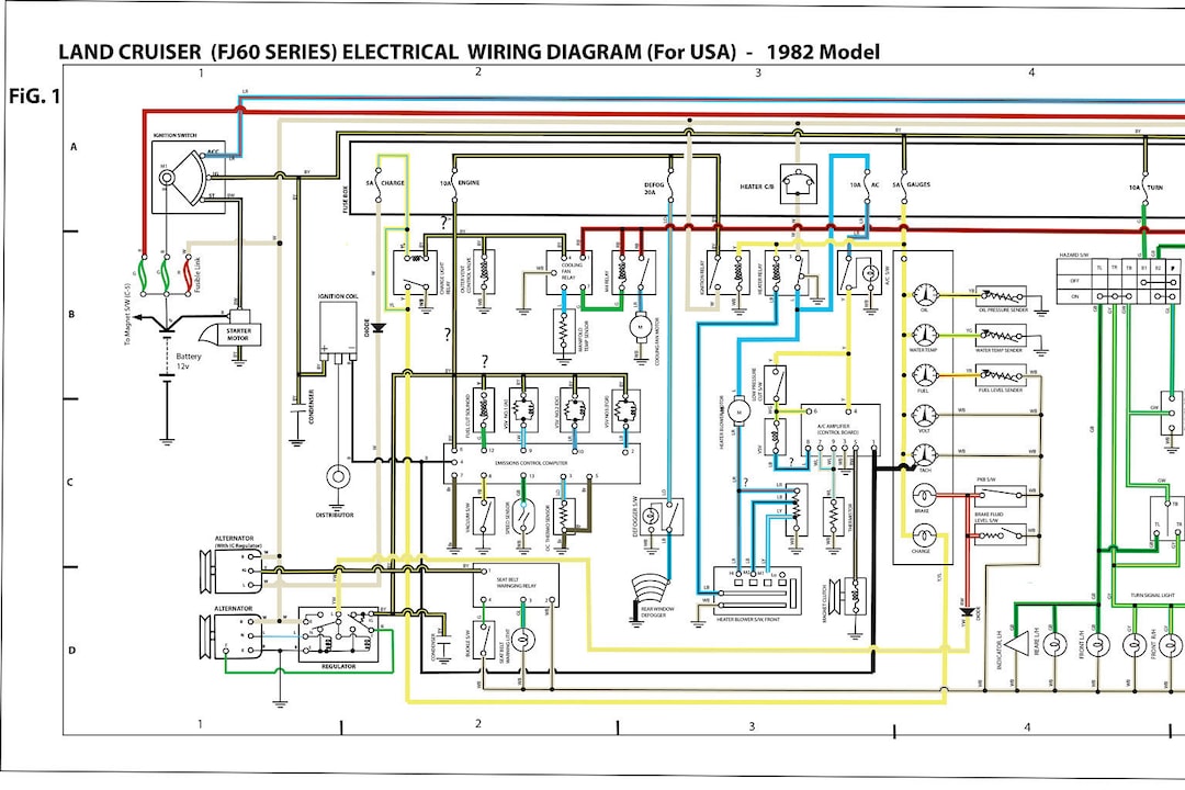 Color Wiring Diagram for a USA Spec 1982 Toyota FJ60 Land Cruiser