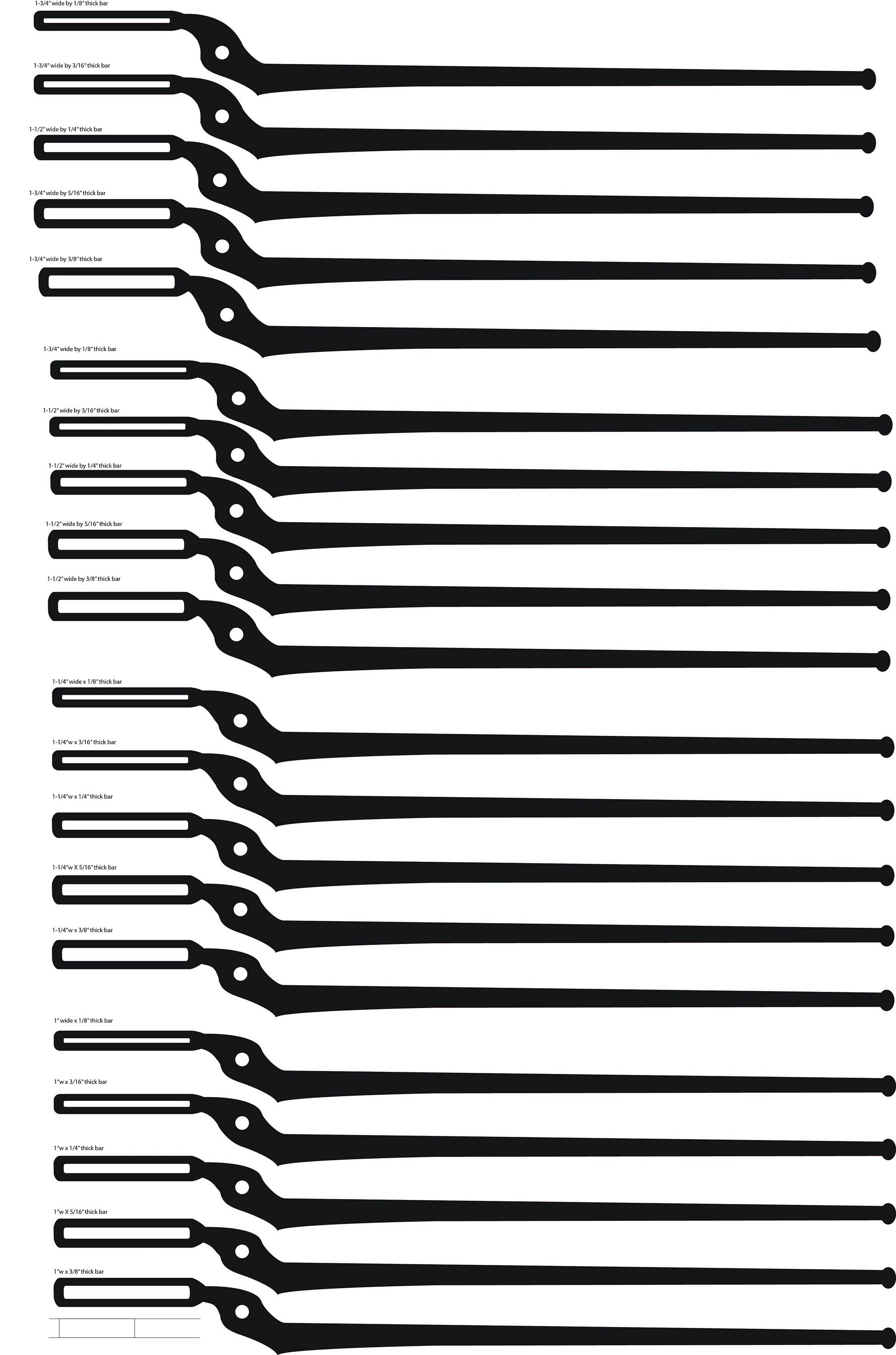 Bar Tong Blanks, Blacksmith, Dxf DIGITAL FILE ONLY 1 13/4 Wide Bar, 1/