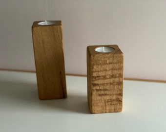 Set 2x Oak Candleholder - Tea Light Holder