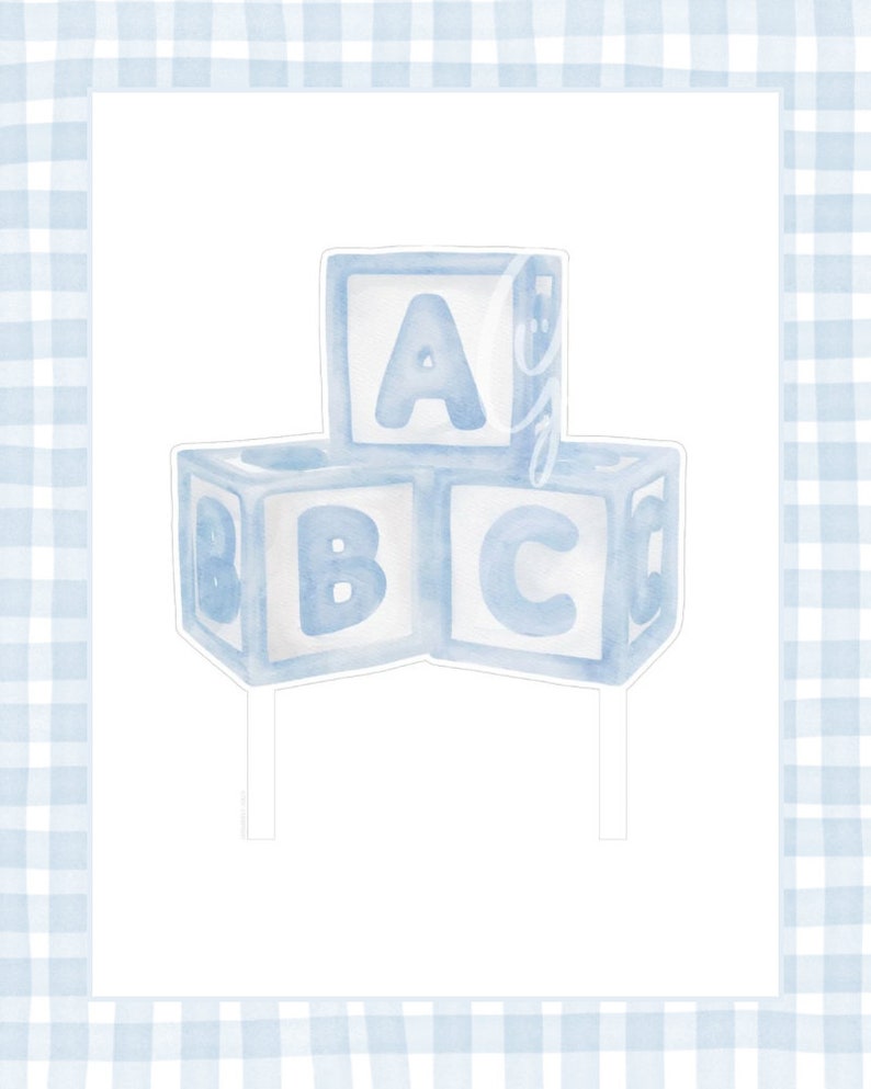 Abc Block Topper Custom Acrylic Baby Blocks Cake Topper: Watercolor Crest - Etsy