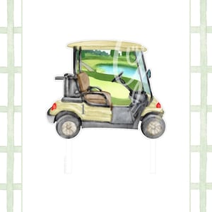 Hole in One | Topper na tort w kształcie wózka golfowego | Akryl | Akwarela | 1., 2., 3., 4., 5., 6., 7., 8., 9., 10. urodziny | DARMOWA WYSYŁKA