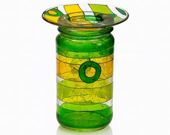 Green and Yellow Upcycled Glass Lamp