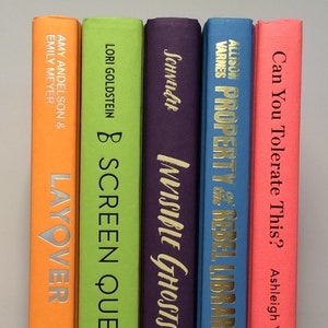 Neon Book Decor Set: Rainbow Hardback Books for Bookcase Staging