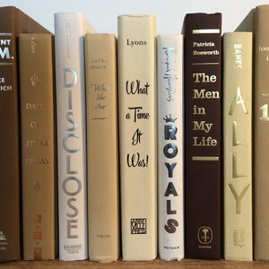 Coffee Cream Book Decor Set: Luxe Neutral Bookcase Staging, 9 Hardcover Books