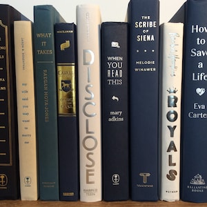 Navy Blue & White Book Decor Set: Luxe Hardcover Bookcase Staging, 9 Books