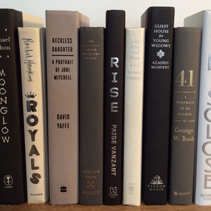 Gray, Black and White Decorative Books - Shades of gray, black, white book decor bundle - Monochromatic Unique Bookcase Staging